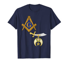 Load image into Gallery viewer, Mens Mason Shriner Split T Shirt Masonic Shrine Tee Blue Noble