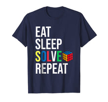 Load image into Gallery viewer, Eat Sleep Solve Repeat Rubik Cube T-shirt Humor Parody Funny