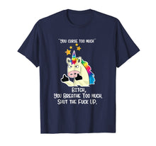 Load image into Gallery viewer, Angry Cussing Cursing Unicorn Funny Tshirt