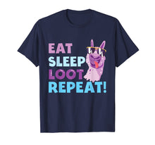 Load image into Gallery viewer, Eat Sleep Loot Repeat LLAMA Birthday Gift Shirt