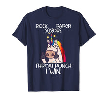 Load image into Gallery viewer, Rock Paper Scissors Throat Punch I Win Funny Unicorn Shirt
