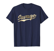 Load image into Gallery viewer, Savage T-Shirt Retro 1970s Baseball Script Font