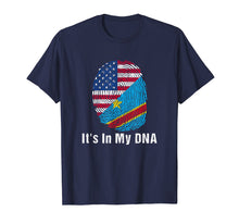 Load image into Gallery viewer, DR of Congo Flag T shirt & USA Flag DNA Fingerprint T Shirt