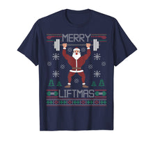 Load image into Gallery viewer, Merry Liftmas T-Shirt Ugly Christmas Sweater Gym Workout Tee