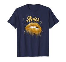 Load image into Gallery viewer, Aries Zodiac Birthday Golden Lips T-Shirt for Black Women