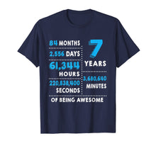 Load image into Gallery viewer, 7th Birthday Gift T Shirt 7 Years Old Being Awesome Tee