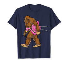 Load image into Gallery viewer, Bigfoot Carrying Lawn Flamingo T Shirt Funny Sasquatch Tees