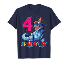 Load image into Gallery viewer, Dinosaur T rex 4 year Old T shirt Kids 4th Birthday T-shirt