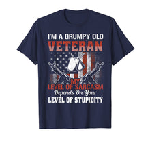 Load image into Gallery viewer, i am a grumpy old veteran sarcasm level stupidity army shirt