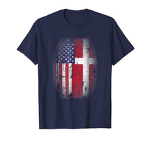 Load image into Gallery viewer, Danish American Mixed Flags T-Shirt USA Denmark Danmark Flag