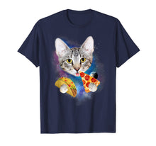 Load image into Gallery viewer, Funny Galaxy Cat Shirt | Space Cat Eat Pizza and Taco Shirt