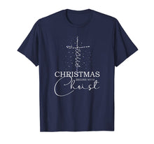 Load image into Gallery viewer, Jesus Cross Christmas Begins With Christ Xmas Snow Christian T-Shirt