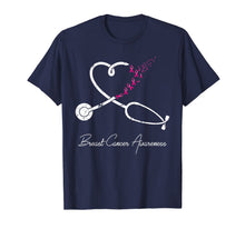 Load image into Gallery viewer, Nurse Breast Cancer Awareness Pink Ribbon Stethoscope Heart T-Shirt