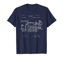 Load image into Gallery viewer, Vintage Patent Print 1886 Locomotive Steam Train T-Shirt
