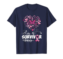 Load image into Gallery viewer, I'm a survivor heart pink ribbon breast cancer awareness T-Shirt