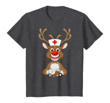 Load image into Gallery viewer, Christmas Scrub Top Reindeer Scrubs Rubber Gloves Nurses T-Shirt