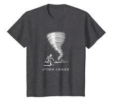 Load image into Gallery viewer, Funny Storm Chasing T-Shirt With Man Running Toward Tornado