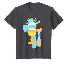 Load image into Gallery viewer, 2019 First Communion Shirt Gift Brunette Boy Chalice Rosary