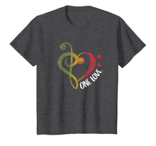 Load image into Gallery viewer, One Love - Treble Bass Clef Heart - Reggae Musician T-Shirt