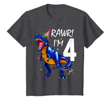 Load image into Gallery viewer, Rawr I'm 4 4th Birthday Dinosaur Shirts Boys Dinosaur Gift