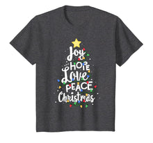 Load image into Gallery viewer, Joy Hope Love Peace Christmas Tree Red Buffalo Plaid Xmas T-Shirt