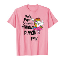 Load image into Gallery viewer, Rock paper scissors throat punch I win unicorn T-Shirt