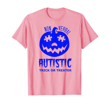 Load image into Gallery viewer, Non Verbal Autistic Trick or Treater Blue Halloween Pumpkin T-Shirt