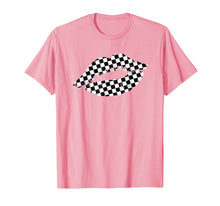Load image into Gallery viewer, Checkered lips kiss plaid black white racing party shirt