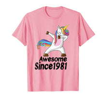 Load image into Gallery viewer, 38th Birthday Gift Awesome Since 1981 Unicorn Dabbing Shirt