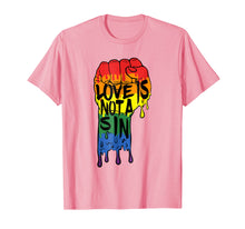 Load image into Gallery viewer, Love Is Not a Sin - LGBT Gay Pride T Shirt Rainbow Flag Tee