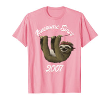 Load image into Gallery viewer, Sloth Birthday T Shirt 12 Girls Boys Awesome Since 2007 Gift