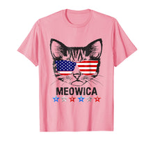 Load image into Gallery viewer, 4th of July T Shirt American Flag Cat MEOWICA Shirt