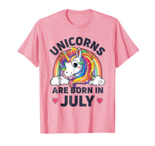 Load image into Gallery viewer, Unicorns are Born in July T Shirt Unicorn Rainbow Birthday