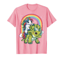 Load image into Gallery viewer, Unicorn Riding Dinosaur T shirt Triceratops Party Rainbow