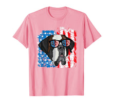 Load image into Gallery viewer, 4th of July Dog Patriotic Saint Bernard Dog with Sunglasses T-Shirt