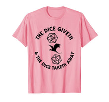 Load image into Gallery viewer, D20 Dice Giveth and Taketh Away Dragon RPG Retro Board Gamer T-Shirt-1278106