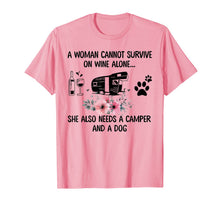 Load image into Gallery viewer, A Woman Cannot Survive On Wine Alone Camper and a Dog T-Shirt-964127