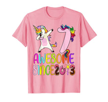 Load image into Gallery viewer, 7 year 7th birthday party dabbing unicorn awesome since 2013 T-Shirt-640265