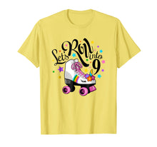 Load image into Gallery viewer, Lets roll into 9 Birthday. Unicorn, Roller skate T-shirt.