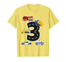 Load image into Gallery viewer, 3rd Birthday Boys Fire Truck Police Car T-Shirt 3 Year Old
