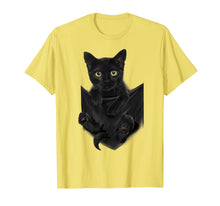 Load image into Gallery viewer, Black Cat Stern in Pocket T-Shirt Cats Tee Shirt Gifts