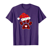 Load image into Gallery viewer, Buffalo Plaid Christmas Paw Dog with Santa hat & Lights Gift T-Shirt