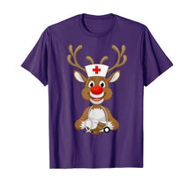 Load image into Gallery viewer, Christmas Scrub Top Reindeer Scrubs Rubber Gloves Nurses T-Shirt