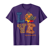 Load image into Gallery viewer, Womens LOVE Grandma Life Plaid Pumpkin Fall Thanksgiving T-Shirt
