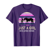 Load image into Gallery viewer, Just a Girl Who Loves Horses - Riding Retro sunset Gifts T-Shirt