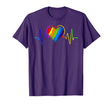 Load image into Gallery viewer, LGBT Rainbow Heartbeat T-shirt Gay and Lesbian Pride