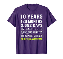 Load image into Gallery viewer, 10th Birthday Gift T Shirt 10 Years Old Being Awesome Tee