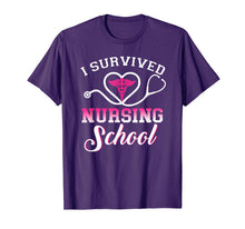 Load image into Gallery viewer, I Survived Nursing School Tshirt Nursing Graduation Gift