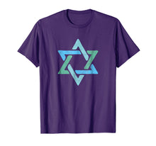 Load image into Gallery viewer, Distressed Blue Green Jewish Star of David Graphic Tee Shirt