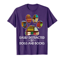 Load image into Gallery viewer, easily distracted by dogs and books t shirt for men women